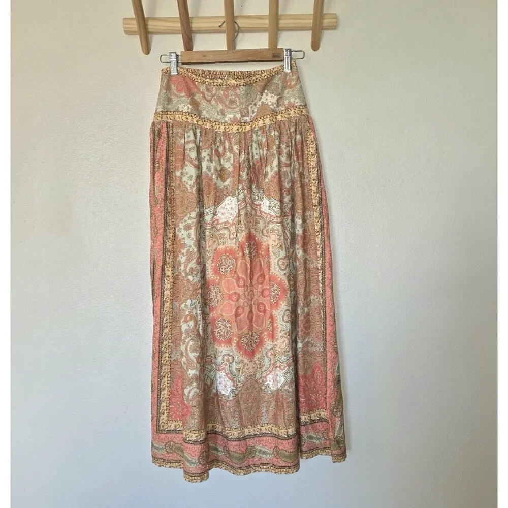 House of Harlow 1960 Linen Blend Paisley Maxi Skirt XS | Boho Festival - Picture 4 of 15